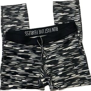 Nike Dri-Fit Black & Gray Camo Leggings with Drawstring Waist